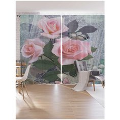 Шторы под лён Ambesonne "Розы и бисер", серия Oxford DeLux, 340х265 см Joy Arty