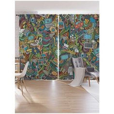 Шторы под лён Ambesonne "Радужный стикербомбинг", серия Oxford DeLux, 340х265 см Joy Arty