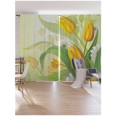 Шторы под лён Ambesonne "Весенние тюльпаны", серия Oxford DeLux, 340х265 см Joy Arty