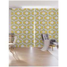 Шторы под лён Ambesonne "Узоры на оранжевом фоне", серия Oxford DeLux, 340х265 см Joy Arty