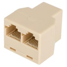 Сгонка двойник RJ45 для соединения патч-кордов (мама/мама, "бочка", белая, кабель внутри) Atcom