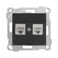 Розетка компьютерная 2xRJ45 (Cat5e, скрытая, без рамки) черная, RITA, MUTLUSAN (2200 138 0184)
