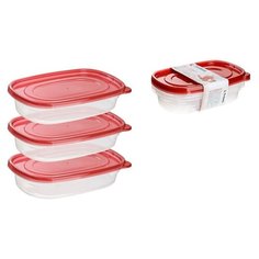 Perfecto Linea Набор контейнеров 0,9л 3 шт, прозрачный/красный