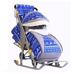 Санки-коляска Ggalaxy kids 1 (Олени на синем), Зимняя ночь Nika
