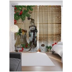 Портьеры JoyArty Обаятельный снеговик на ленте 265 см (p-78666)