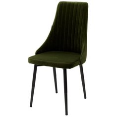 Стул Руссо Catalana (2 штуки) / Олива , велюр, черный металлический каркас / стул М-Сити для кухни, для гостиной / #C14 / M-City