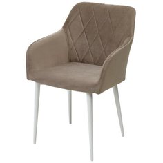 Стул BRANDY-X (1 шт.) / Латте, велюр, белый металлический каркас / М-Сити для кухни, для гостиной / #25 / M-City