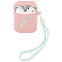 Guess Silicone Case Script logo with cord розовый