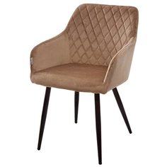 Стул BRANDY (1 шт.) / Бежевый, велюр, черный металлический каркас / М-Сити для кухни, для гостиной / G062-11 / M-City