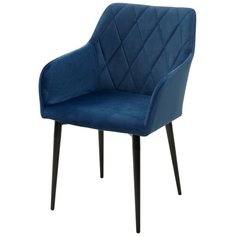 Стул BRANDY-X (1 шт.) / Синий, велюр, черный металлический каркас / М-Сити для кухни, для гостиной / #29 / M-City