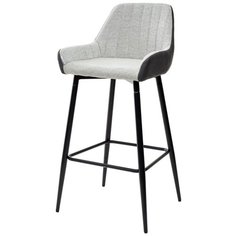 Барный стул PUNCH ( 2 штуки) / светло-серый меланж, экокожа антрацит, черный металлический каркас / стул М-Сити для кухни, для гостиной / FC-01 / RU-08 / M-City