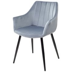 Стул BELINDA BLUE (2 штуки) / Синий, велюр, черный металлический каркас / М-Сити для кухни, для гостиной / BLUVEL-06 / M-City