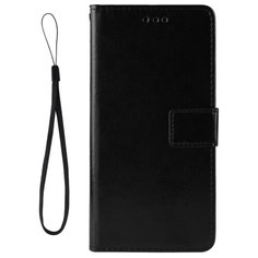 Глянцевый водоотталкивающий чехол портмоне подставка для OPPO A53 с магнитной защелкой и отделениями для карт черный 100gadgets