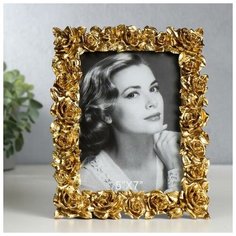 Фоторамка полистоун 13х18 см "Золотые розы" 20,5х16 см 5138781 Сима ленд