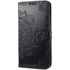 Чехол портмоне подставка для Huawei Y5p/Honor 9S с декоративным тиснением на магнитной защелке черный 100gadgets