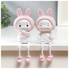 Сувенир полистоун "Малыш-зайка с длинными ножками" набор 2 шт 22х7,5х6 см 5456707 Сима ленд