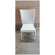 Стул Кос, плетеный из искусственного ротанга белая кожа Calamusdon