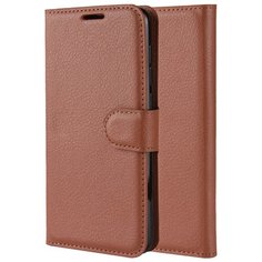 Чехол портмоне подставка для OnePlus 9 Pro с магнитной защелкой и отделениями для карт коричневый 100gadgets