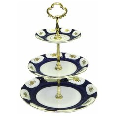 Этажерка 3-х ярусная Leander "Соната /Золотой цветок /Кобальт" / 085505