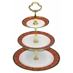 Этажерка 3-х ярусная Leander "Сабина /Цветочный узор на красном" / 159048