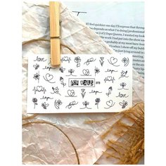 Слайдер (водные наклейки) для дизайна ногтей Сердце, Цветы FN373 FOR Nails