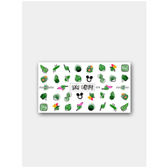 Слайдер (водные наклейки) для дизайна ногтей FN418 Лето Листья Папоротник FOR Nails