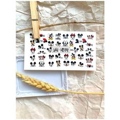 Слайдер (водные наклейки) для дизайна ногтей FN053 Микки Маус, Минни Маус, Любовь FOR Nails