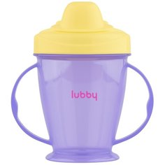 Lubby Поильник-непроливайка с твердым носиком, 175 мл. от 9 месяцев фиолетовый/желтый