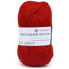 Пряжа Пехорка Выгодный носок 100гр. 300м. (40% шерсть, 60% акрил) (06 красный) 5 шт
