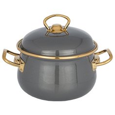 Кастрюля Agness эмалированная с крышкой, серия deluxe, 16x11 см, 2,0л, подходит для индукции(951-135)