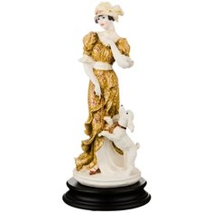 Статуэтка Lefard Девушка с пуделем, 26 см золотой/белый