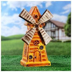 Садовая фигура-светильник "Мельница", 40 см 6074714 Керамика ручной работы