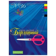 Цветной картон бархатный №36 Альт, A4, 5 л., 5 цв.