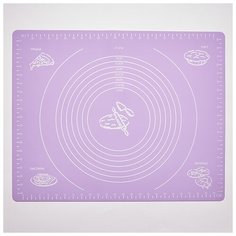 BE-4355S Коврик силиконовый для раскатки теста с разметкой сиреневый 50*40см Webber