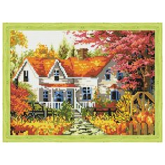 Алмазная вышивка Осенний домик в деревне Цветной