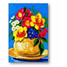 Алмазная мозаика Anya «Цветы в горшочке» (Полная выкладка, 30х20 см, квадратные стразы)