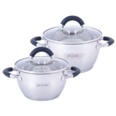 KAMILLE / Набор кастрюль 4 предмета / Набор для приготовления / Кастрюля с крышкой / Набор кастрюль / Кастрюли для приготовления из нержавеющей стали / Комплект посуды