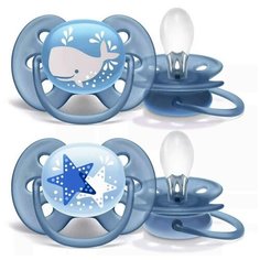 Пустышка Philips ultra soft, Кит/Звезда, 6-18 мес., 2 шт, для мальчиков
