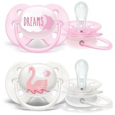 Пустышка Philips ultra soft, Dreams/Лебедь, 0-6 мес., 2 шт, для девочек