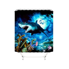 Штора для ванной комнаты с кольцами фотопечать "Акула" 180х180 Santrade