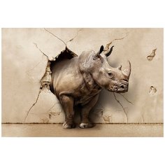 Фотообои Носорог 3D,400см*270см,холст Divino