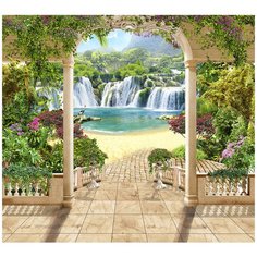 Фотообои Райские водопады,300см*270см,холст Divino