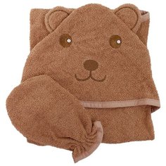 Топотушки Полотенце-уголок М8 с рукавичкой 75х100 см коричневый