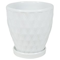 Кашпо для цветов "Ромбы" 14*15 см, цвет белый Rettal