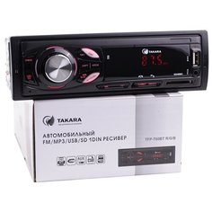 Автомагнитола TAKARA TFP-T60BT (Bluetooth,USB, AUX,SD,MP3) красная подсветка