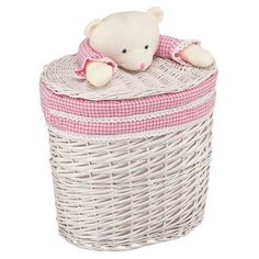 Natural House Корзина для белья Медвежонок 41х30х40 см розовый/белый