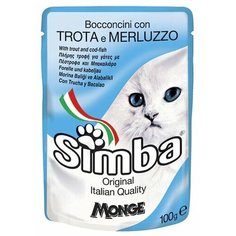 Влажный корм для кошек Simba беззерновой, с форелью, с треской 100 г