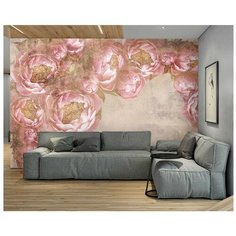 Фотообои флизелиновые Fotooboikin "Пионы на бежевом фоне" 400х270 (ШхВ)