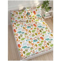 Простыня на резинке Сказка "Зоосад", 90х200x26 см