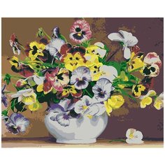 HS0144 Набор для рисования по номерам  Ваза с Анютиными глазками 40*50см Hobruk